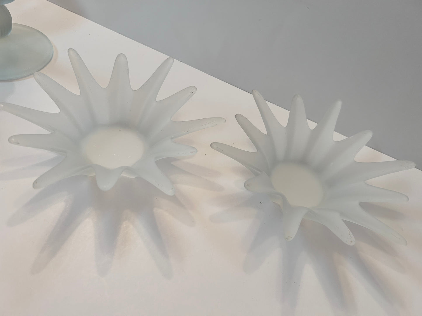 Vintage EAPG SATIN FROSTED Glass LOT |Moon & Star Compote/Candy Dish, Tall Candle Holder, Basket | Milk Glass (Set of 4)