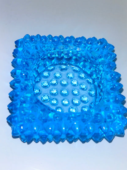 Vintage Kanawha Turquoise Blue Small (3”to 6”)Art Glass 5-Piece Mint Lot - Signed Decanter, Bluebird &
Glassware