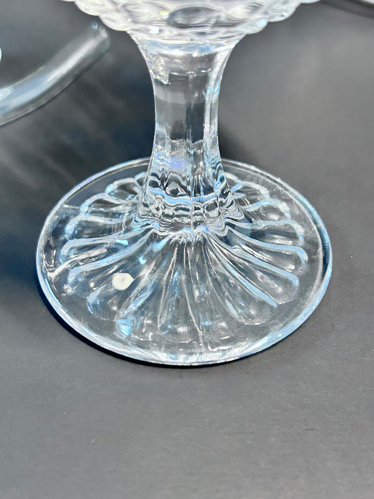 Clear Hobnail Glassware 4-Piece Set - Goblet, Tumbler with Glass Straw, Teacup & Saucer - Made in Portugal