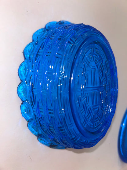 Vintage Hand Blown Glass Art Rooster on Nest Dish and Figurine Set