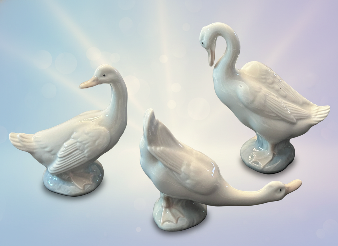 NAO by Lladró Porcelain Trio of Geese Figurine Set Hand Made in
Spain