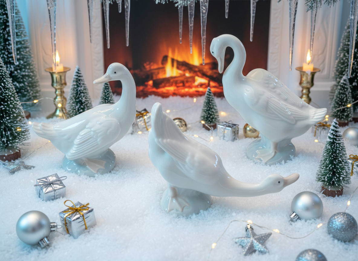 NAO by Lladró Porcelain Trio of Geese Figurine Set Hand Made in
Spain