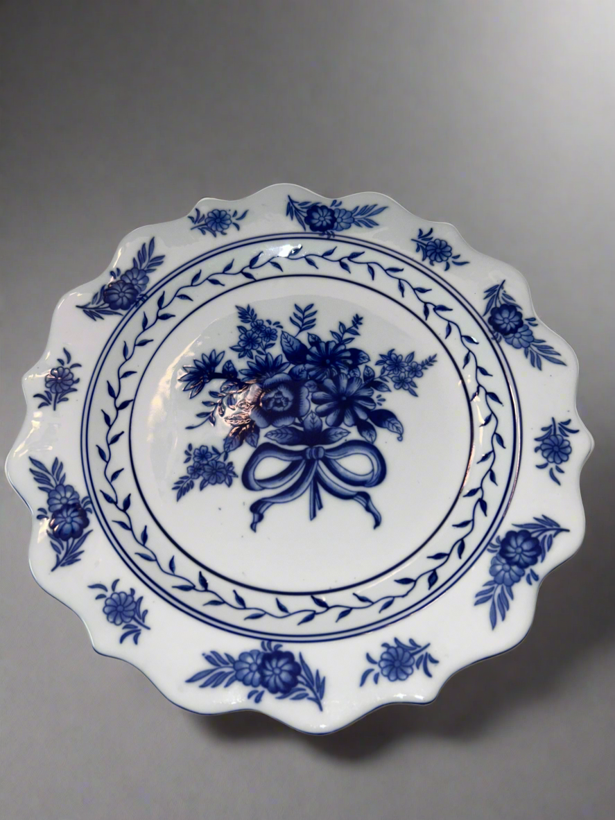 Vintage Serving Platter Cracker Barrel "Blue Garden"