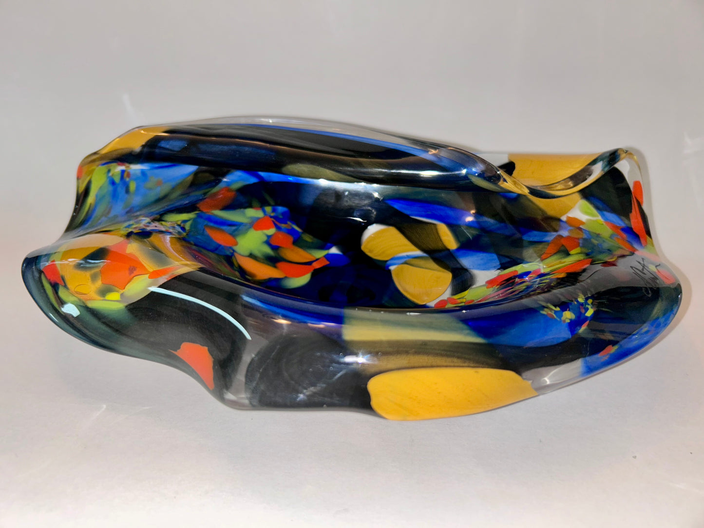 Romanian Ian Nemtoi Hand Blown Art Glass Vessel Bowl Vase Sculpture