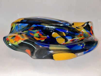 Romanian Ian Nemtoi Hand Blown Art Glass Vessel Bowl Vase Sculpture