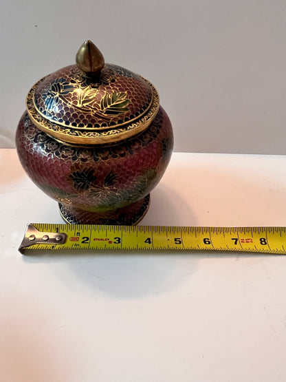 Vintage Chinese "Plique a Jour” Cloisonné Enamel Jar with Floral Design