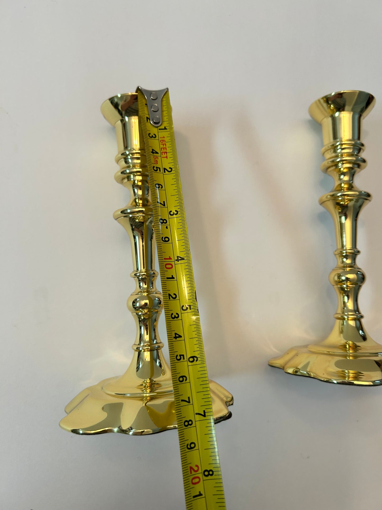 Baldwin Historic Deerfield Collection Solid Brass Queen Anne Style Candlestick Holders