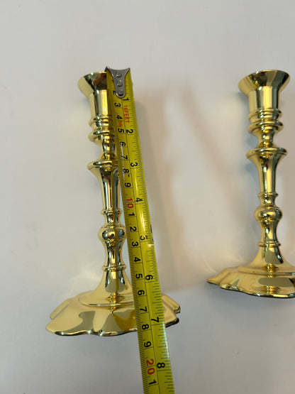 Baldwin Historic Deerfield Collection Solid Brass Queen Anne Style Candlestick Holders