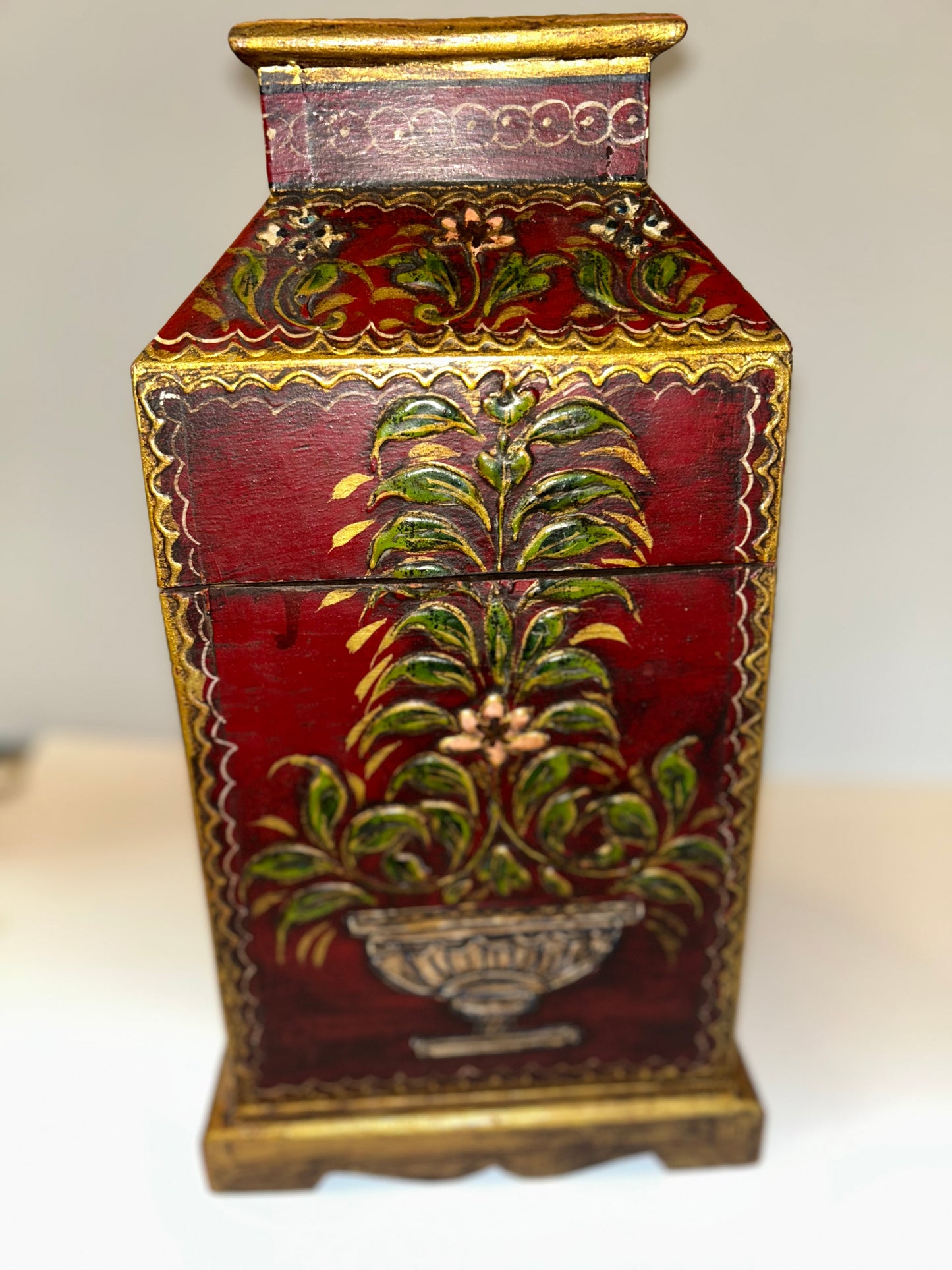 Vintage Handmade, Hand-Painted Wooden Storage/ Jewelry Box