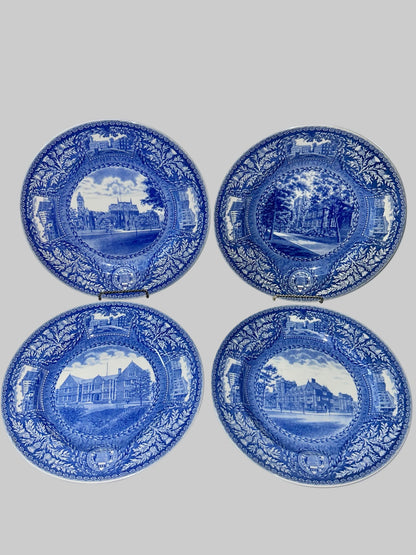 12pc Set Vintage 1929 Wedgwood England University of Pennsylvania Transferware Blue Plates