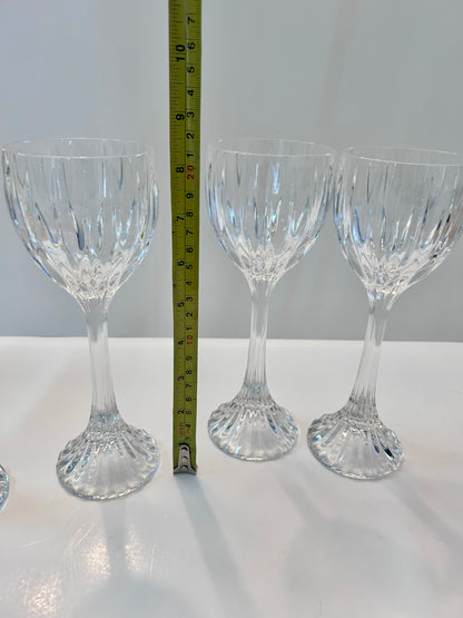 Set of 4 | Mikasa Park Lane Crystal Hock Wine Glasses | 8 1/4" Tall | Vertical Cut Design