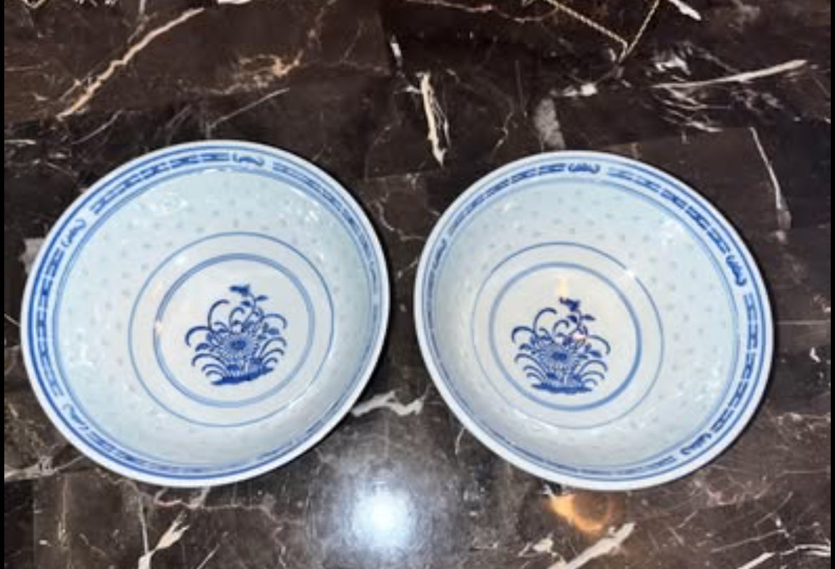 Vintage Blue & White Chinese Marked (7 Pieces Set)
