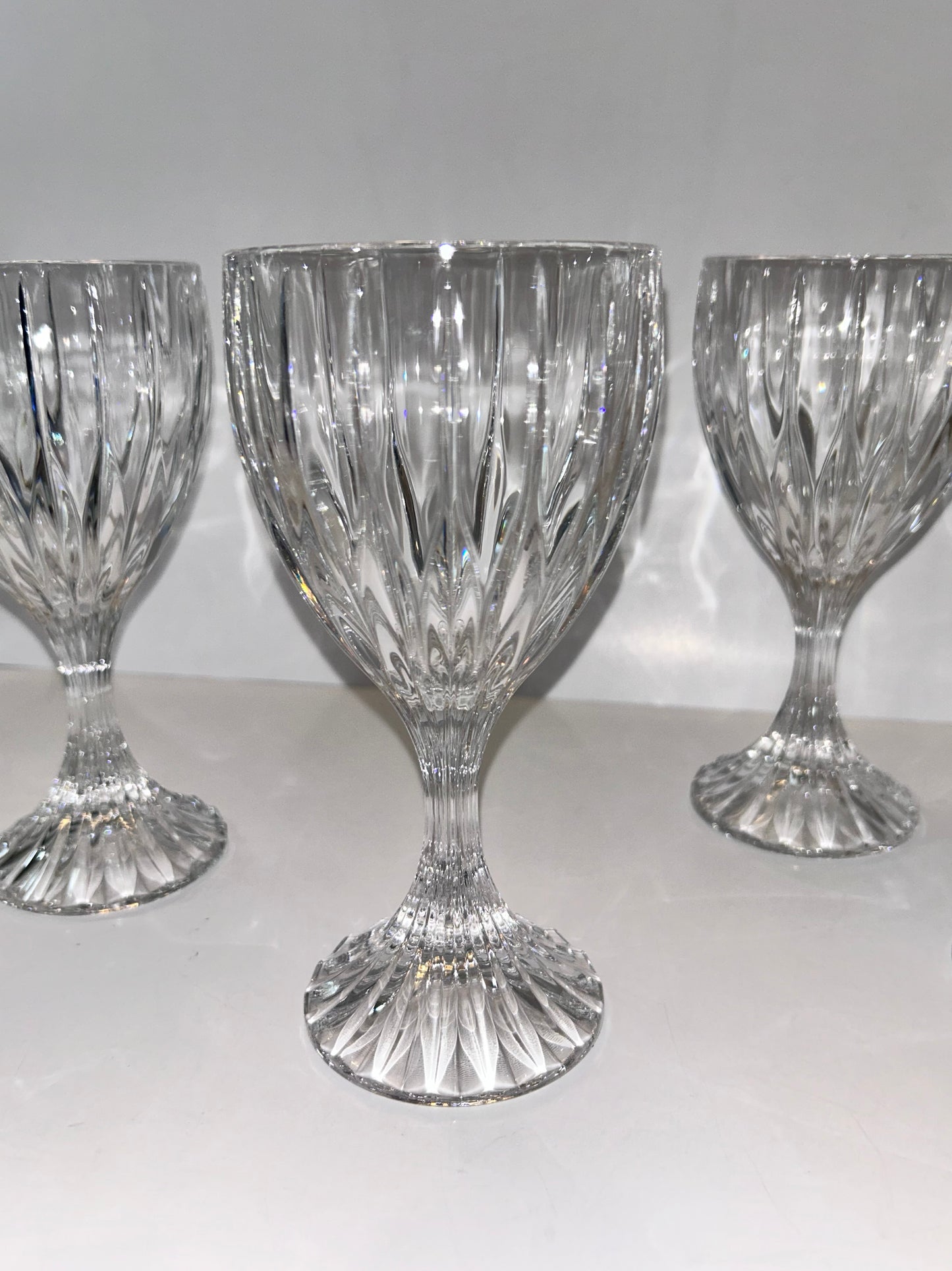 Set of 6 Mikasa Park Lane Crystal Goblets - Vintage Vertical Cut 6-3/4 in. Stemware