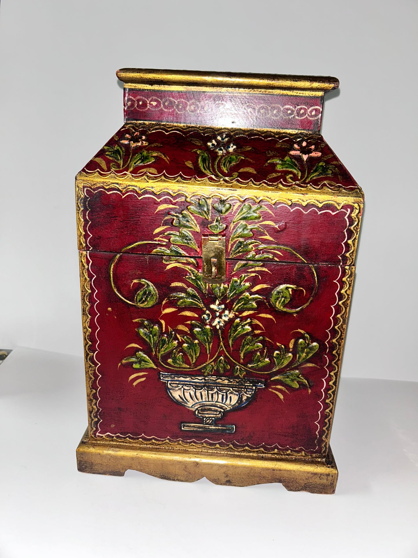 Vintage Handmade, Hand-Painted Wooden Storage/ Jewelry Box