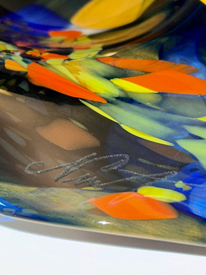 Romanian Ian Nemtoi Hand Blown Art Glass Vessel Bowl Vase Sculpture