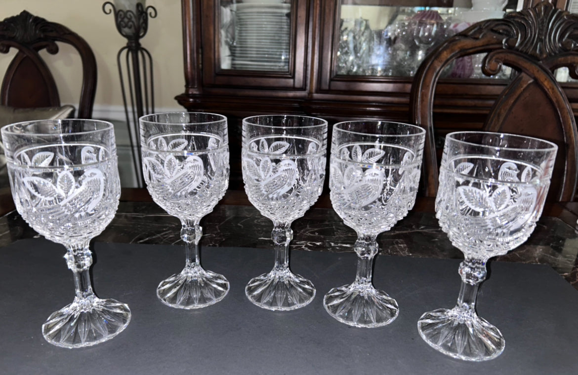 Hofbauer Byrdes Collection Cut Crystal Water Goblets (Set 5)