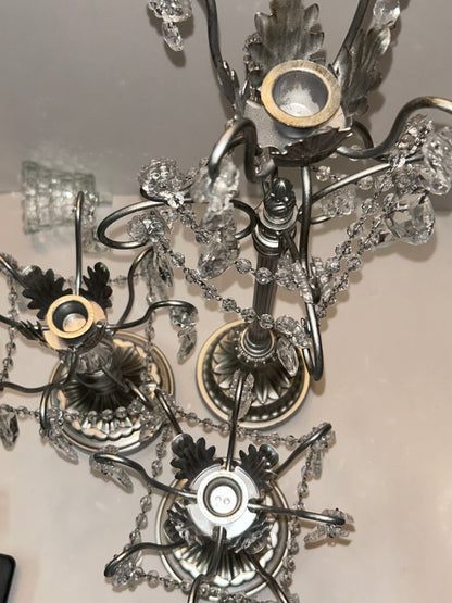 3-Piece Silver Chandelier Candelabra Set with Hurricane Cups | Elegant Wedding Centerpieces