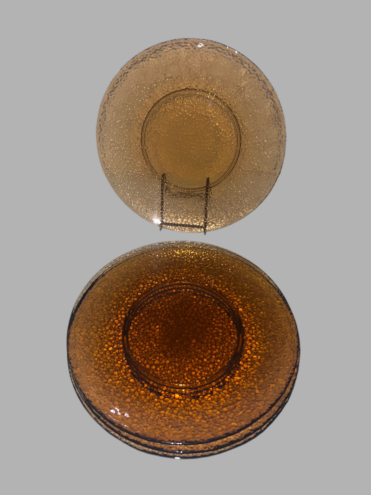 Vintage-Inspired Amber Glass Dinnerware Set (11 PCS): Pier 1 Textured Plates, Rosanna
'Parisian' Goblets & Ruffled Nesting Dishes