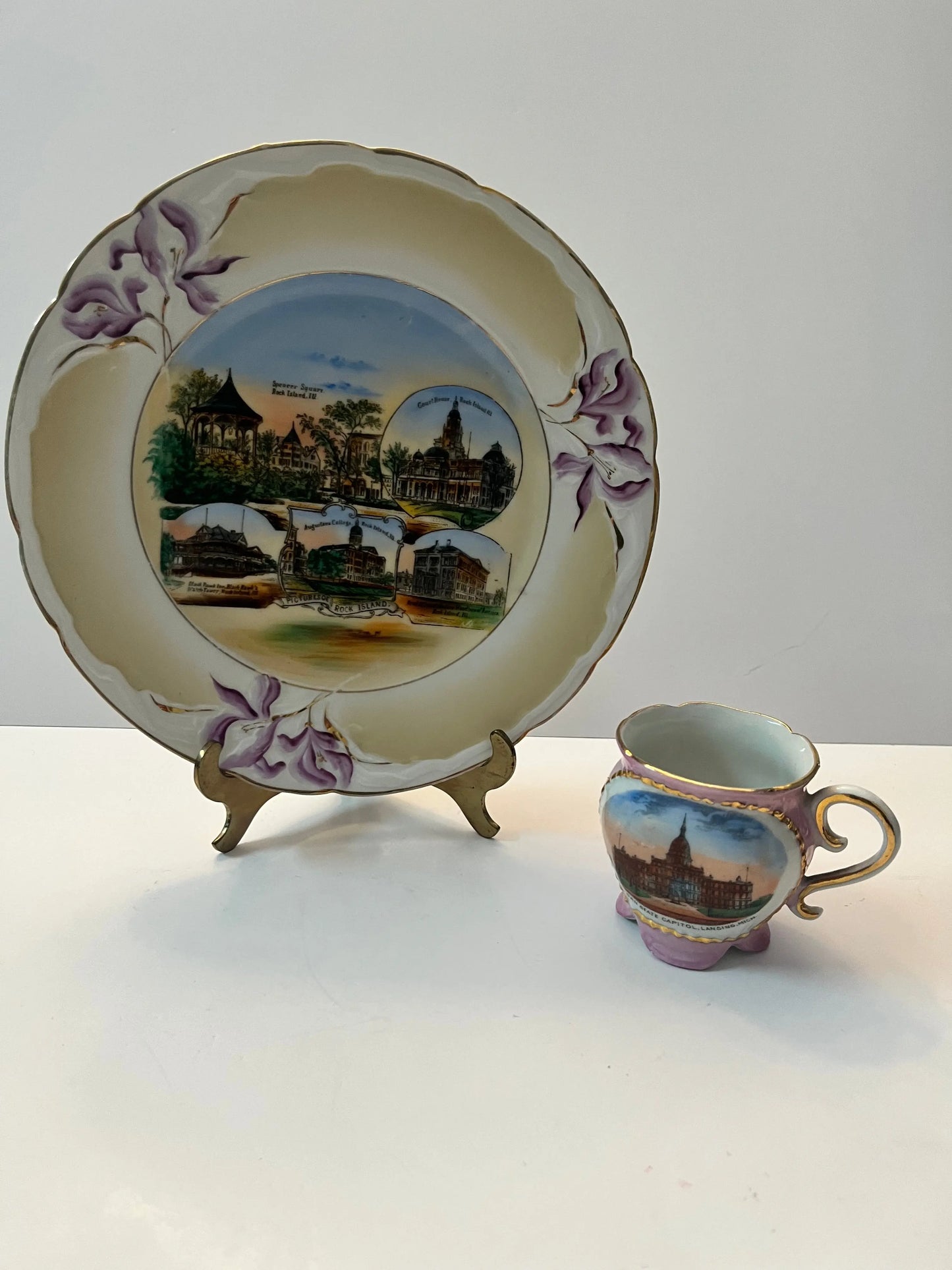 Antique American Souvenir Plate and Cup - Finest Antique