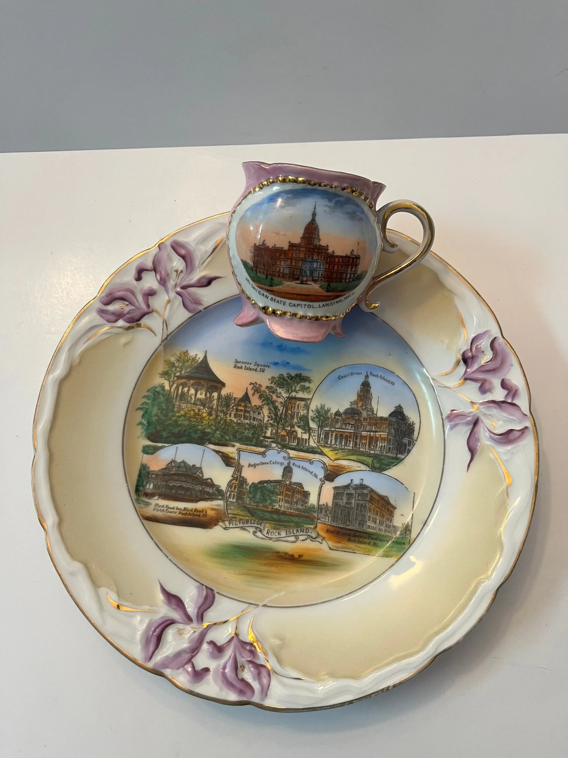 Antique American Souvenir Plate and Cup - Finest Antique