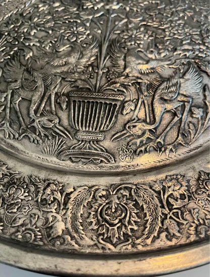 Antique Austrian Hungarian Copper Wall Plate with Intricate Floral and Fauna Design - Finest Antique