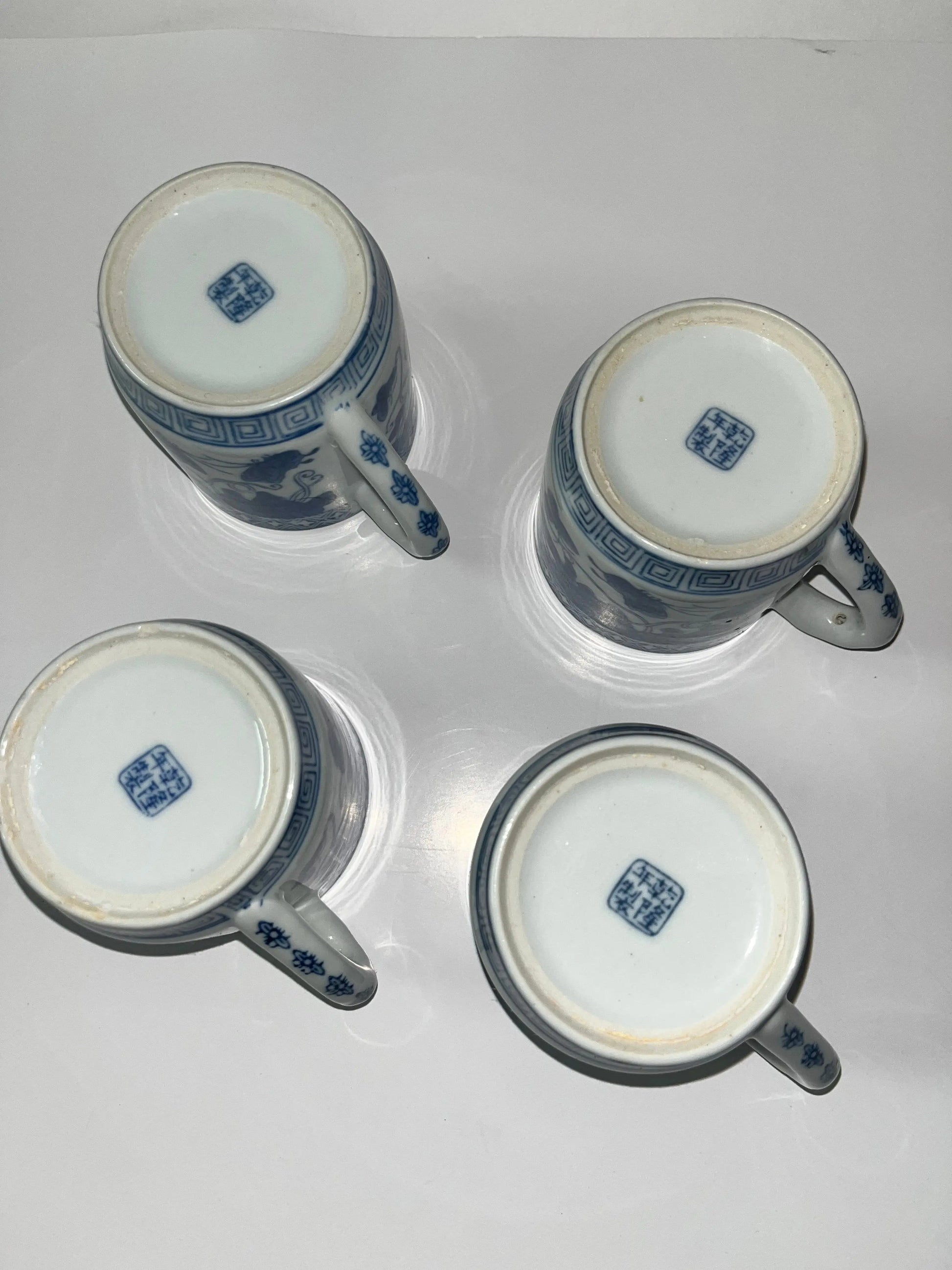 Antique Guangzhou Blue and White Porcelain Teacups - Finest Antique