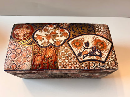 Antique Japanese Imari Ceramic Macau Jewelry Trinket Box - Finest Antique