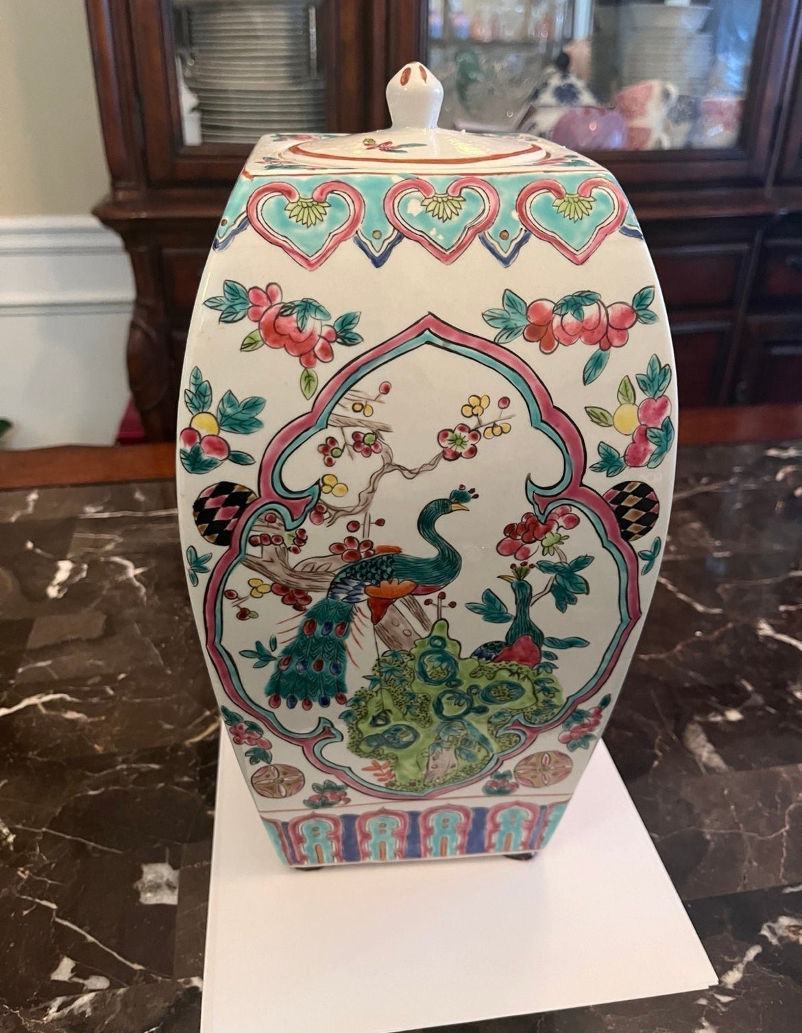 Antique Porcelain Ginger Jar with Hand-Painted Floral and Figure Motifs - Finest Antique