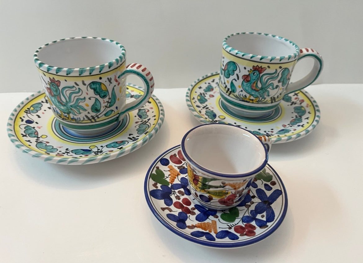 Artistica Deruta Dipinto A Mano Italian Tea and Espresso Set - Finest Antique