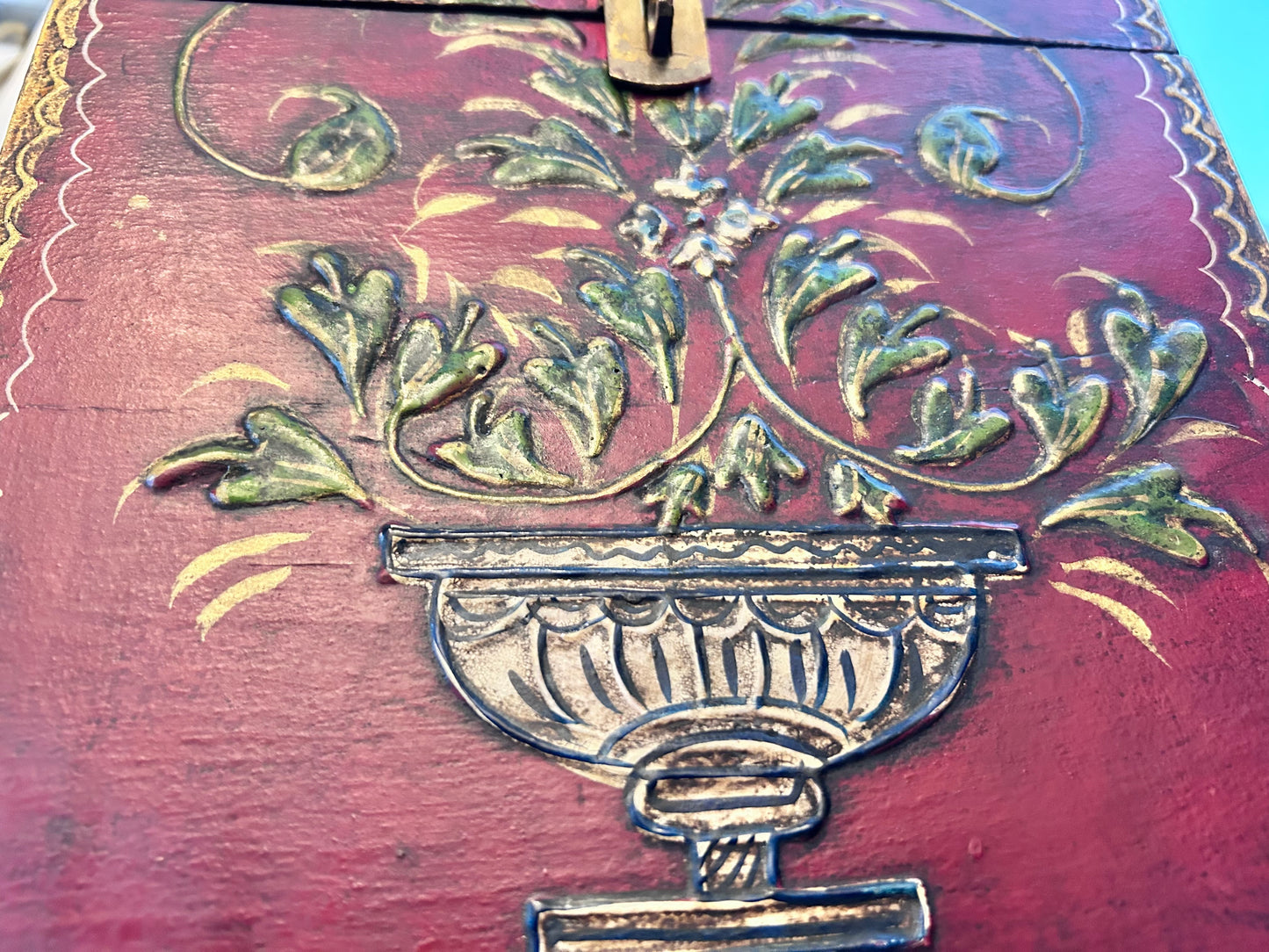 Vintage Handmade, Hand-Painted Wooden Storage/ Jewelry Box