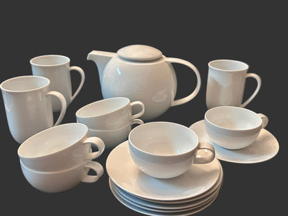 Studio Nova Tivoli White Y0104 16 Pc Tea/ Coffee Set | Teapot, 6 Cups/Saucers, 3 Mugs