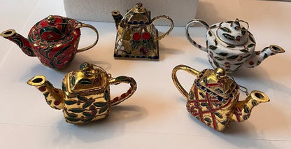 Hand-Painted Cloisonné Enamel Teapot Ornaments