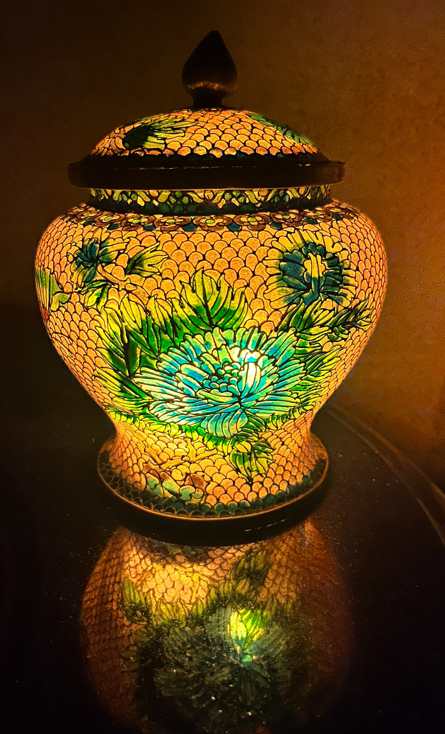 Vintage Chinese "Plique a Jour” Cloisonné Enamel Jar with Floral Design