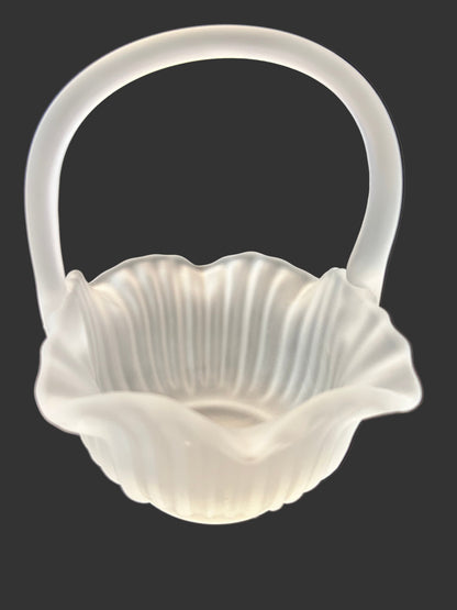 Vintage EAPG SATIN FROSTED Glass LOT |Moon & Star Compote/Candy Dish, Tall Candle Holder, Basket | Milk Glass (Set of 4)
