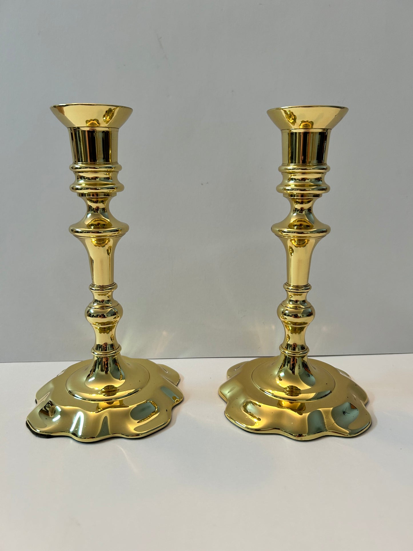 Baldwin Historic Deerfield Collection Solid Brass Queen Anne Style Candlestick Holders