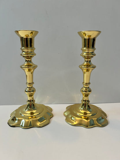 Baldwin Historic Deerfield Collection Solid Brass Queen Anne Style Candlestick Holders