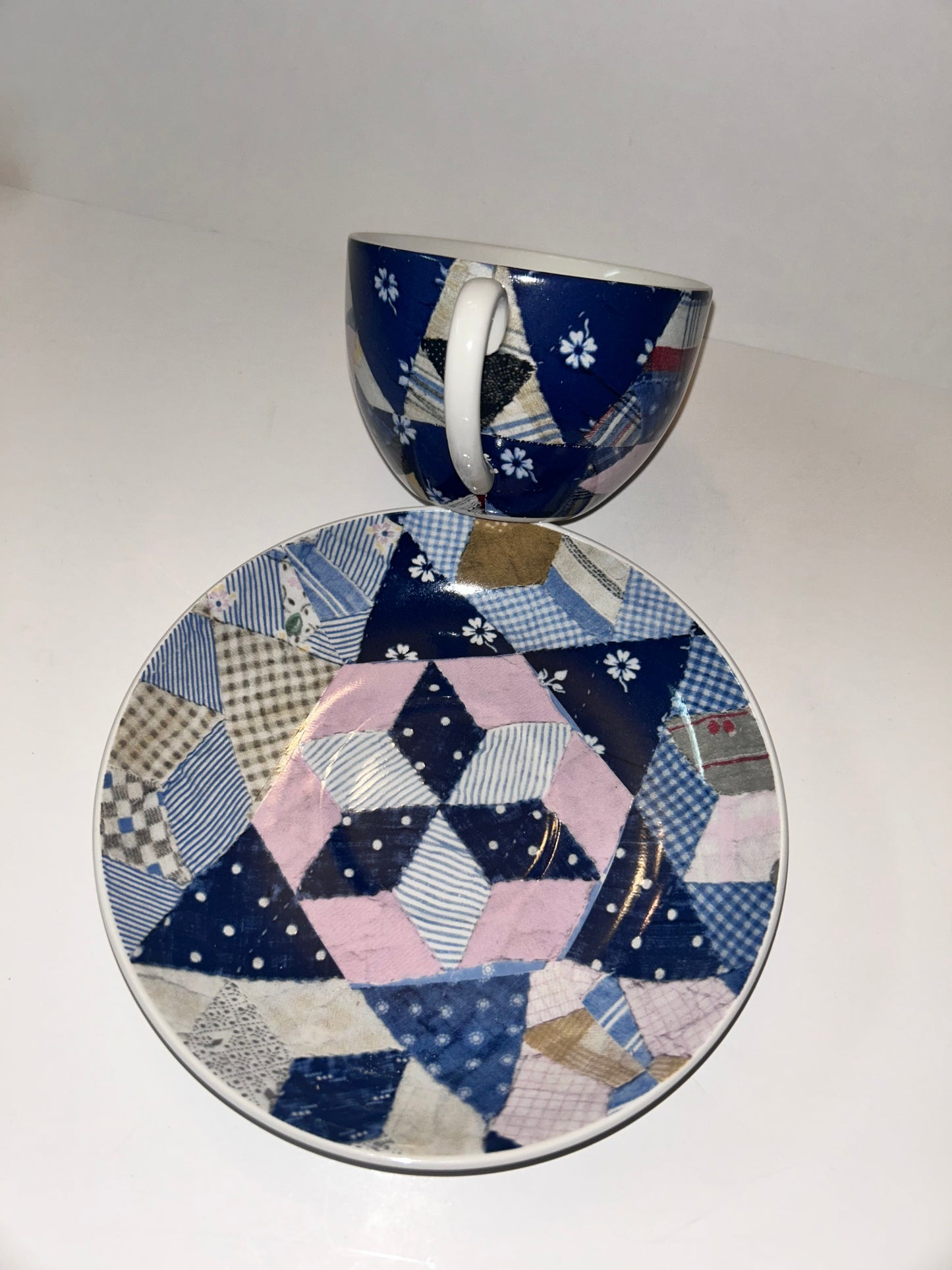 Ralph Lauren Wedgwood "Patchwork" Cup & Saucer Set - 1989 England