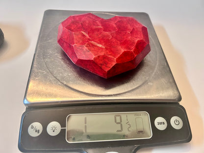 Large 5” Red Soapstone Faceted Heart – Romantic Hand-Carved Gift for Valentine’s Day Or Anniversary