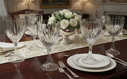 Set of 6 Mikasa Park Lane Crystal Goblets - Vintage Vertical Cut 6-3/4 in. Stemware