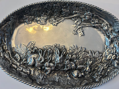 Vintage Sheridan Imports Aluminum Bunny Serving Tray