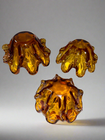 Vintage-Inspired Amber Glass Dinnerware Set (11 PCS): Pier 1 Textured Plates, Rosanna
'Parisian' Goblets & Ruffled Nesting Dishes