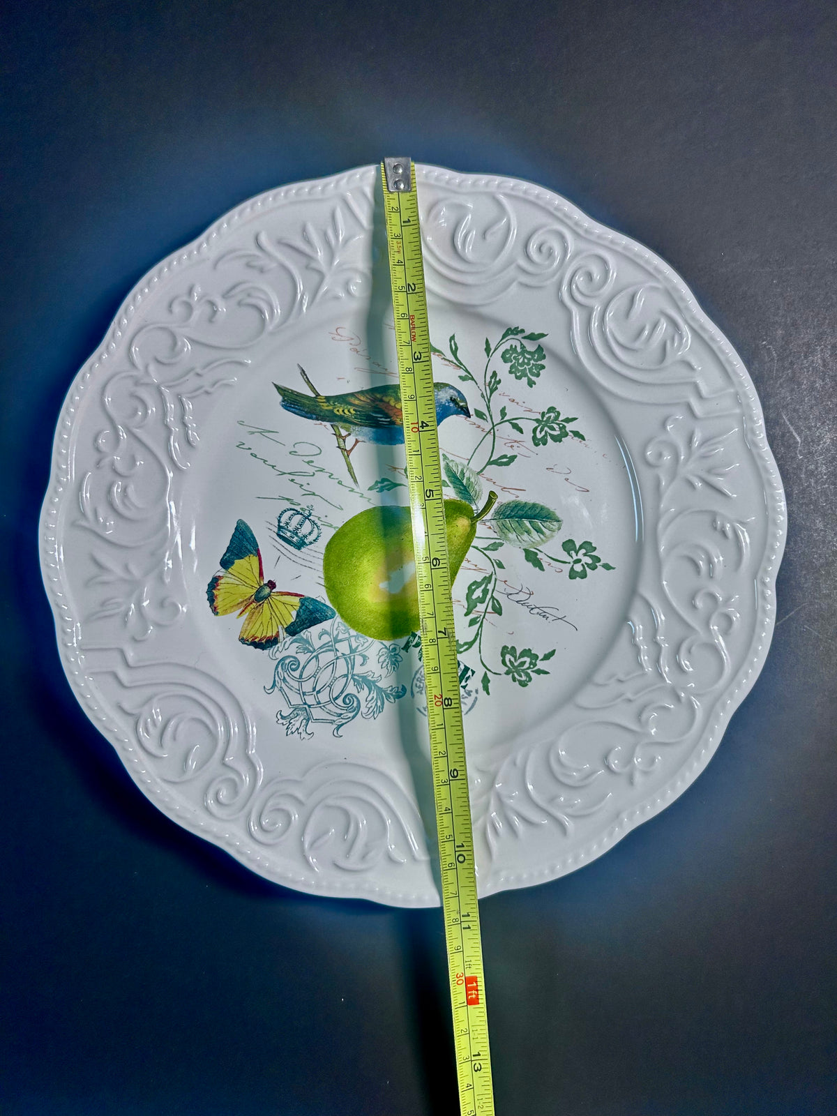 NWT Mikasa Antique Countryside Pear Plate Set  ~11" Dinner Plate & (2) 8.5" Salad Plates