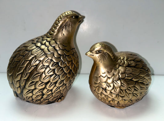 Vintage Pair Korean Large Sizes
Solid Brass Quail Mother & Bady.
