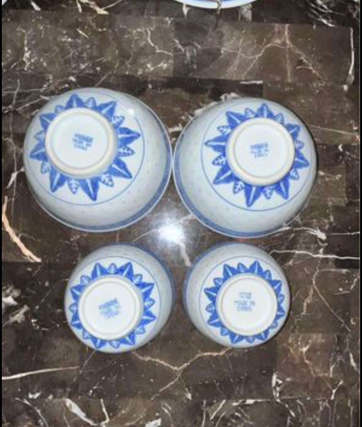 Vintage Blue & White Chinese Marked (7 Pieces Set)