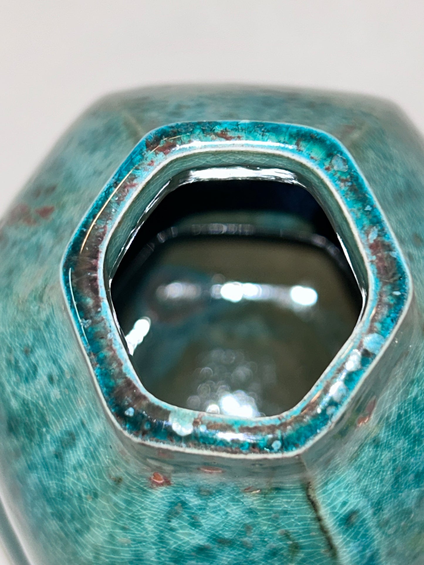Frontgate Speckled Green Gourd Ceramic Vase