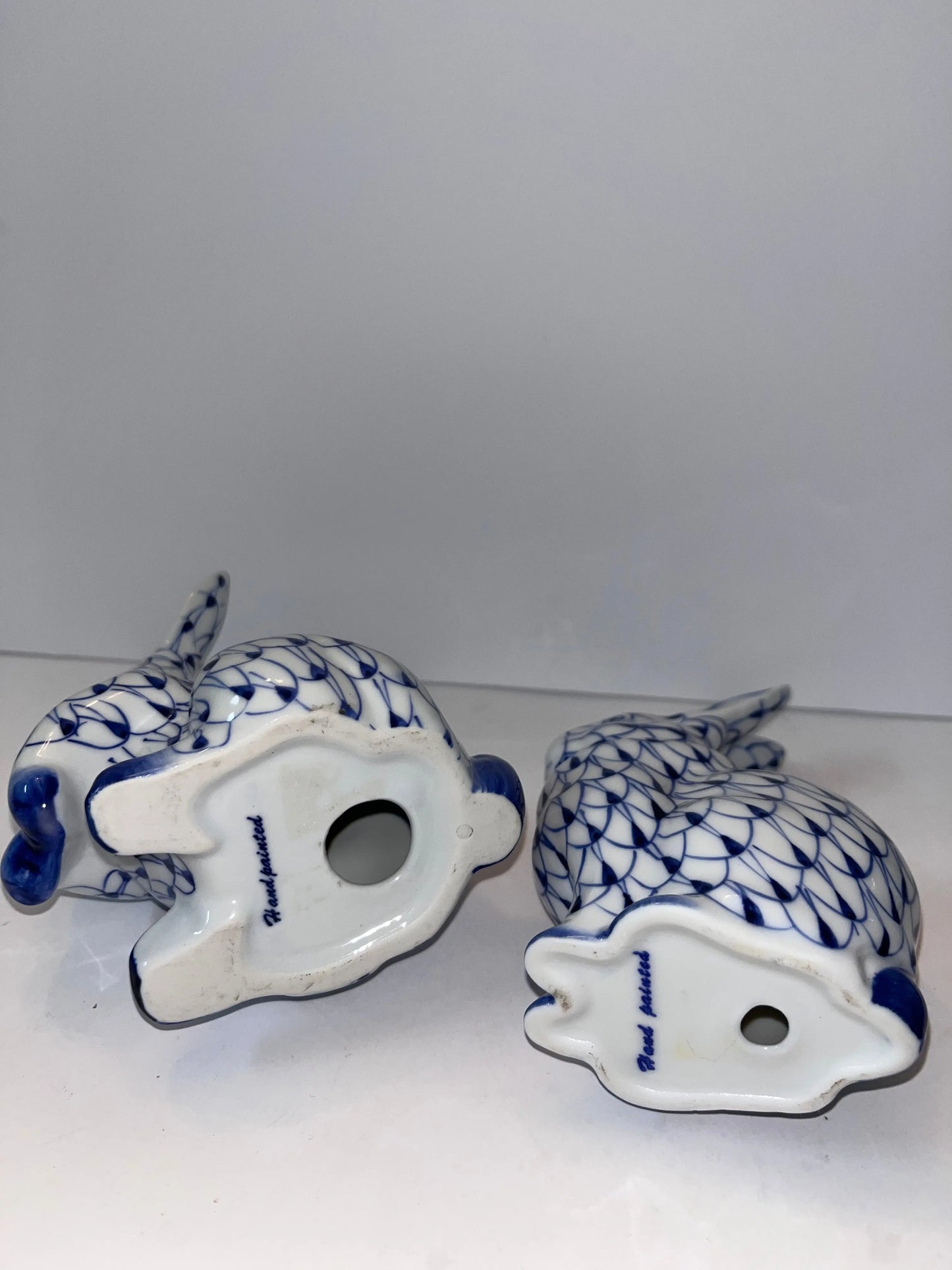 Blue and White Ceramic Cat and Bunny Figurines - Finest Antique