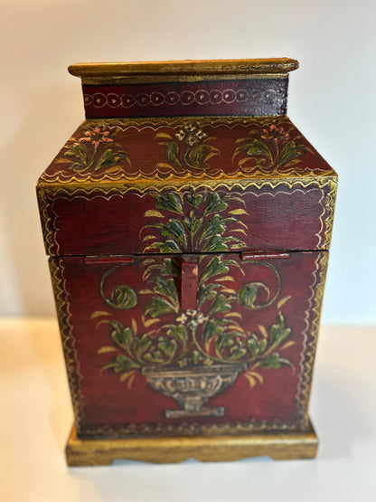 Vintage Handmade, Hand-Painted Wooden Storage/ Jewelry Box