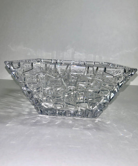 Signed Tiffany & Co. 9" Mosaic / Rock Cut Crystal Square Bowl Centerpiece