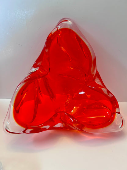 Mid-Century Modern Chalet Signed Artistic Glass Large (10”)Heavy Ashtray