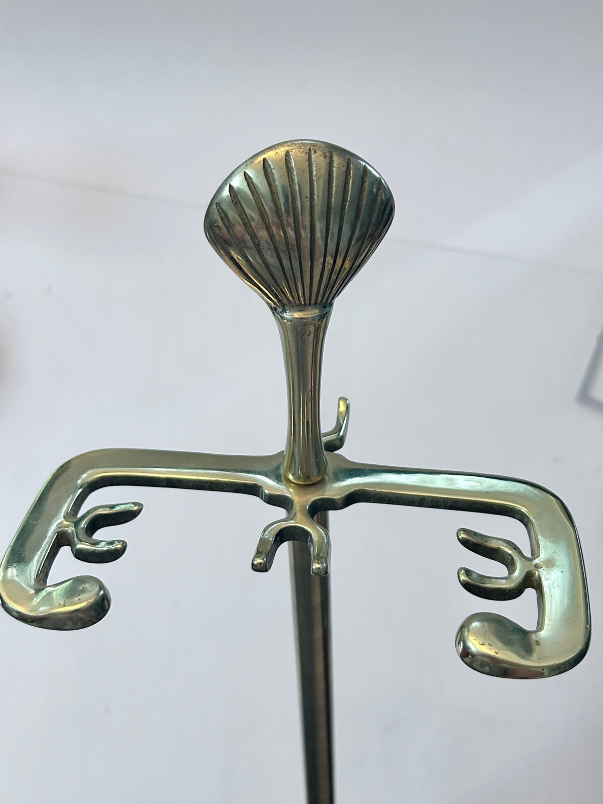 Vintage Brass Seashell Fireplace Tool Set (31”H)